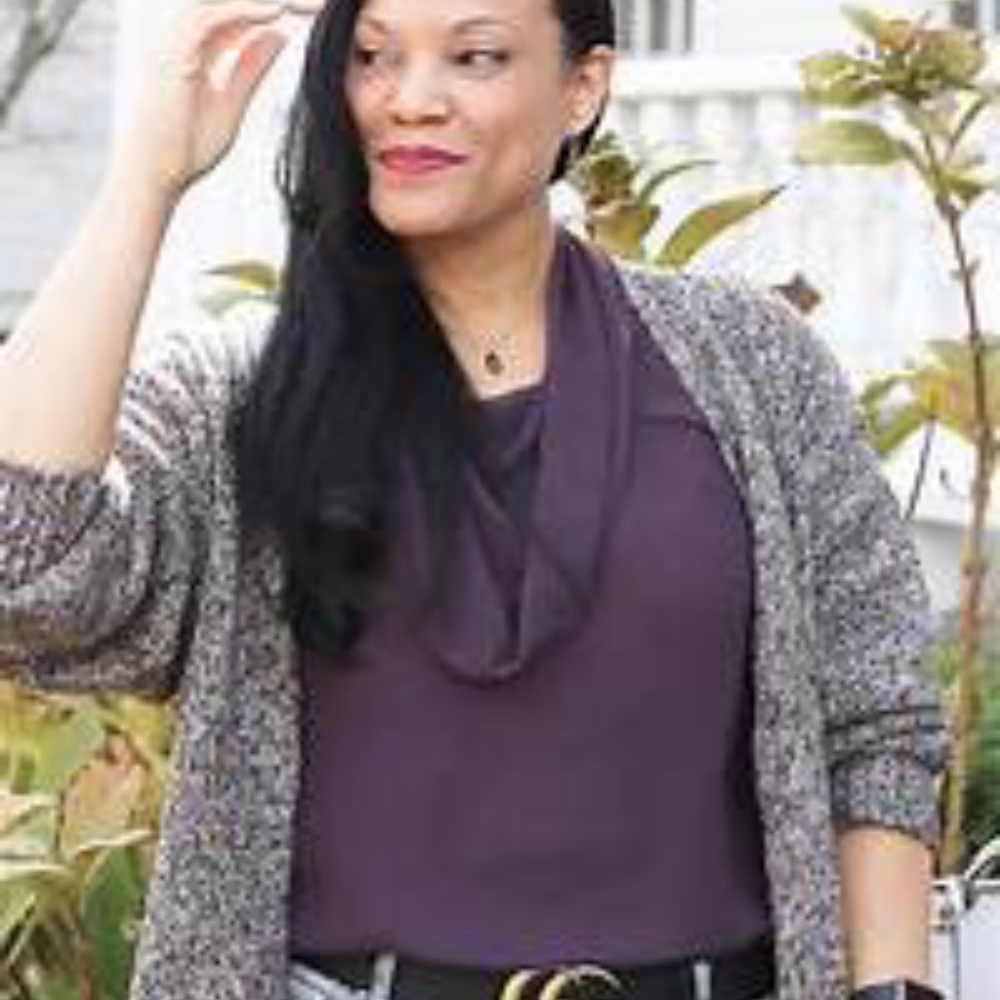 CAbi Purple Cowl Neck Blouse